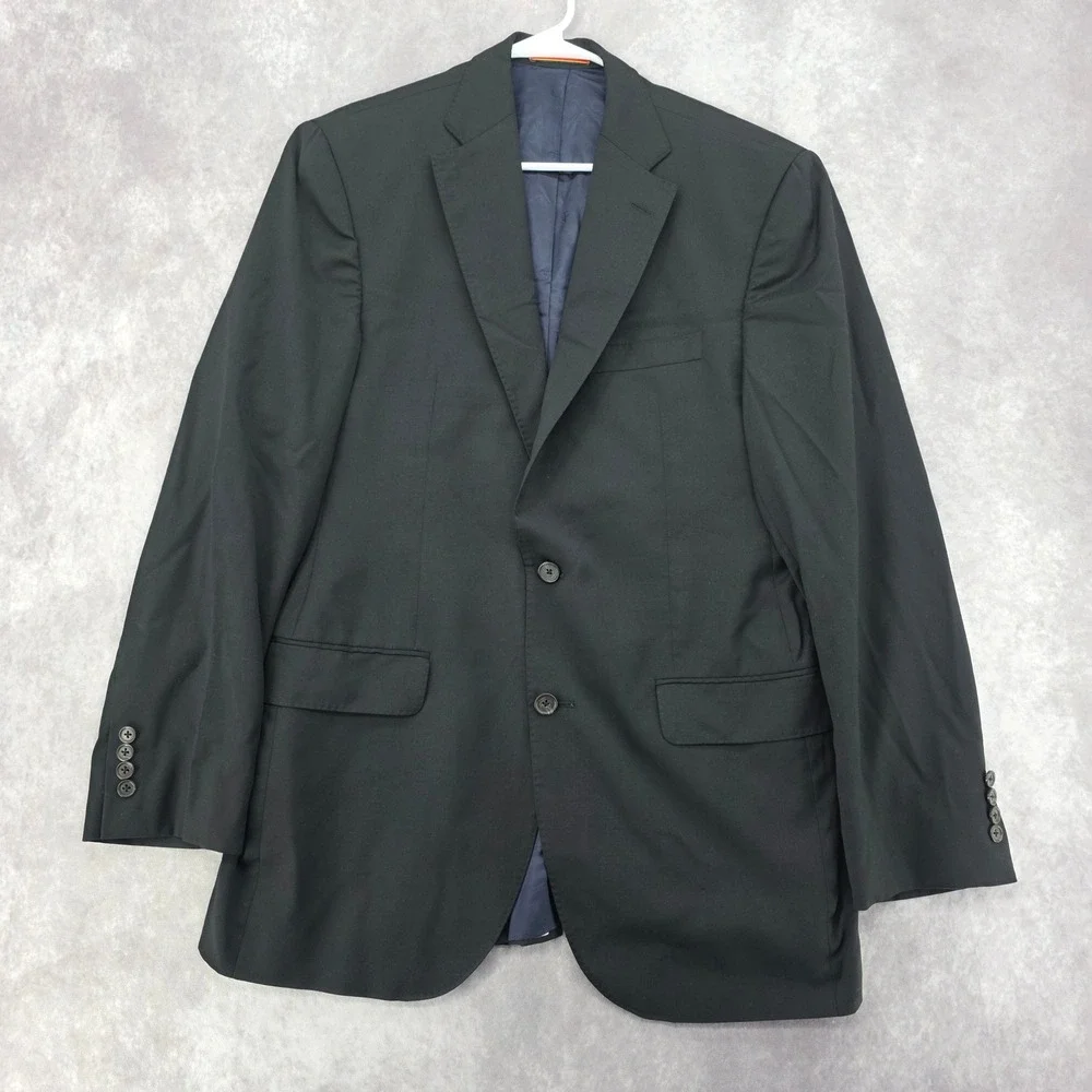 Cremieux Loro Piana Zelander Wool Blazer Sport Coat Mens 41L 35 Black 2 Button